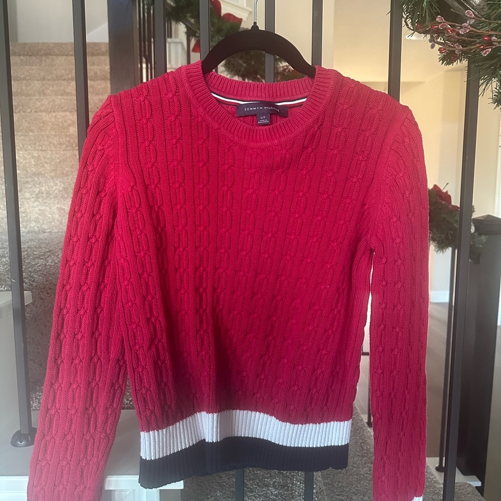 Polo Ralph Lauren Red and Black Cable Knit Sweater